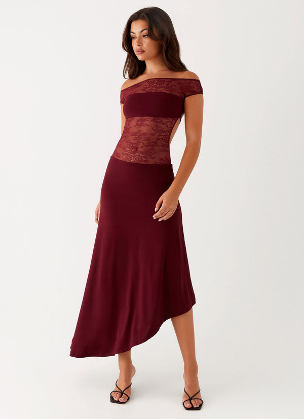 peppermayo Peppermayo Exclusive - Francoise Lace Midi Dress - Burgundy