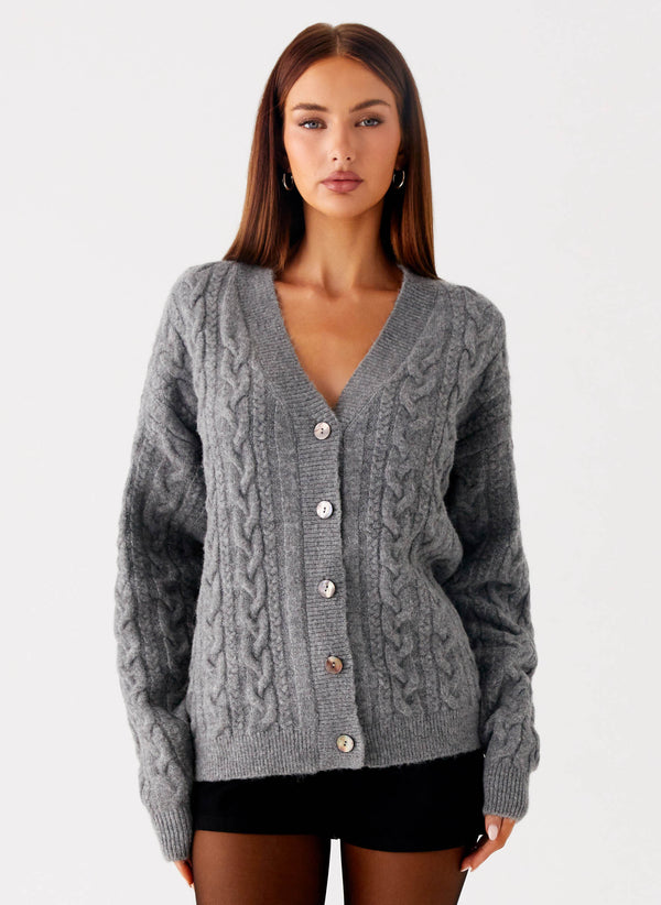 peppermayo Peppermayo Exclusive - Frawley Cable Knit Cardigan - Grey