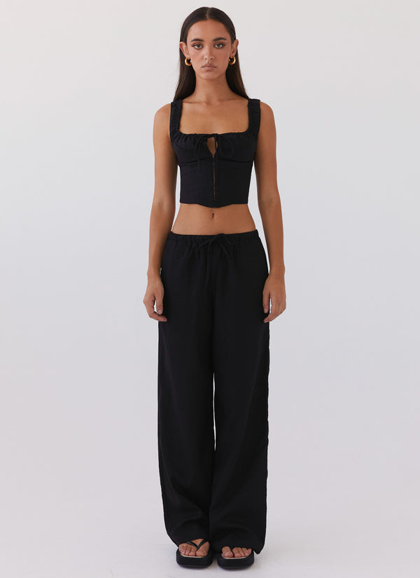 peppermayo Peppermayo Exclusive - Fresh Face Linen Pants - Black