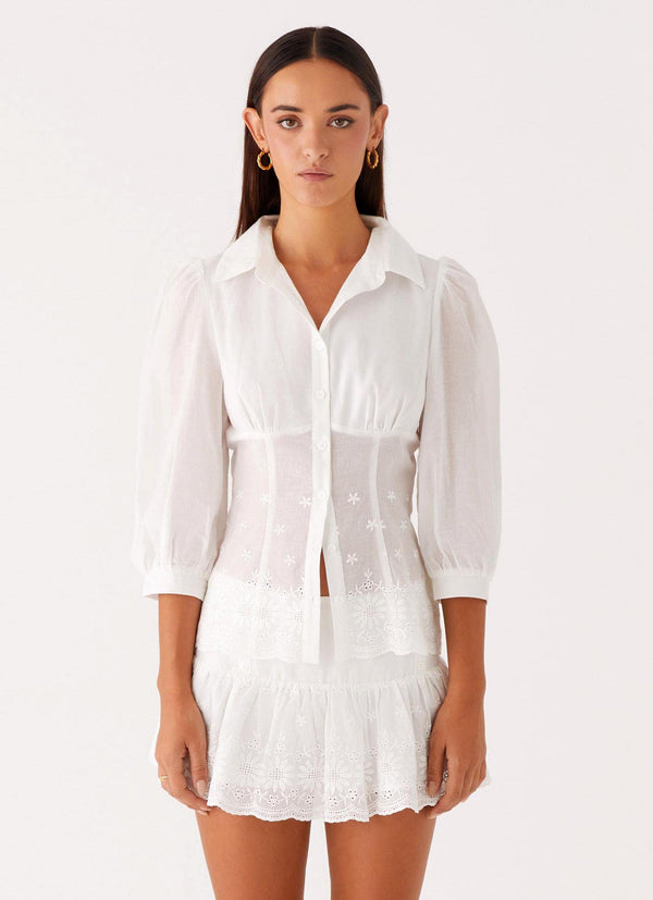 peppermayo Peppermayo Exclusive - Frida Broderie Top - White