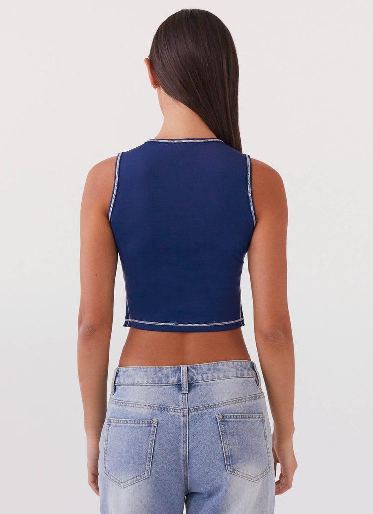 Peppermayo Peppermayo Exclusive - Game Face Sleeveless Top - Space Blue