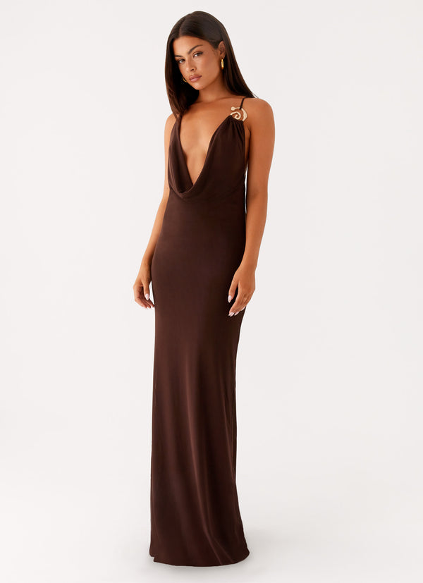 peppermayo Peppermayo Exclusive - Game Player Maxi Dress - Chocolate