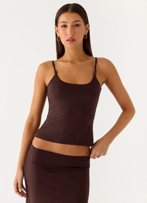 peppermayo Peppermayo Exclusive - Garrix Bead Cami Top - Chocolate