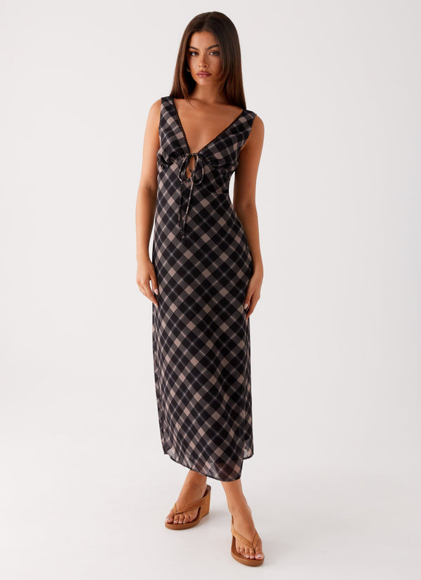 peppermayo Peppermayo Exclusive - Gianna Midi Dress - Taupe Check