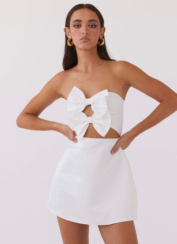 peppermayo Peppermayo Exclusive - Girl Crush Bow Mini Dress - White