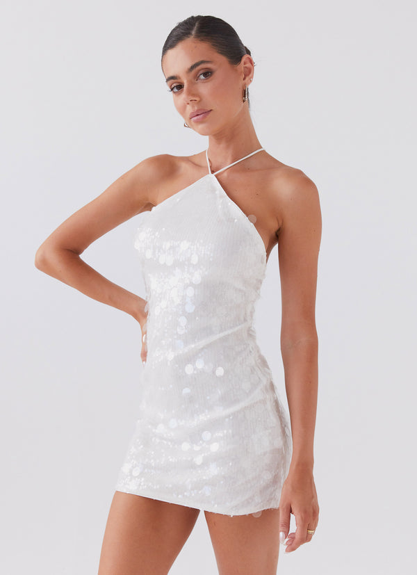 peppermayo Peppermayo Exclusive - Glitz And Glamour Sequin Mini Dress - Crystal Cloud
