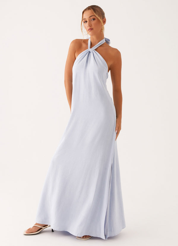 peppermayo Peppermayo Exclusive - Golden Child Linen Maxi Dress - Blue
