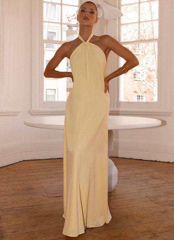 peppermayo Peppermayo Exclusive - Golden Child Linen Maxi Dress - Yellow