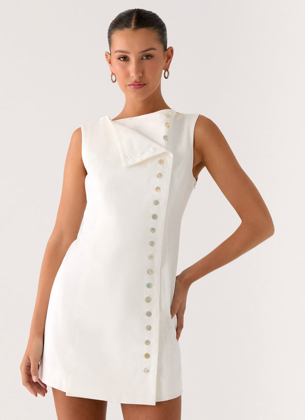 peppermayo Peppermayo Exclusive - Golden Touch Cotton Mini Dress - White