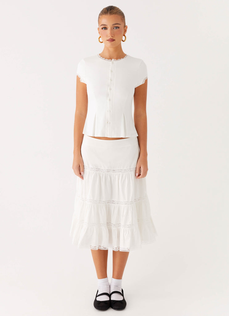 Peppermayo Peppermayo Exclusive - Good Vibes Midi Skirt - White