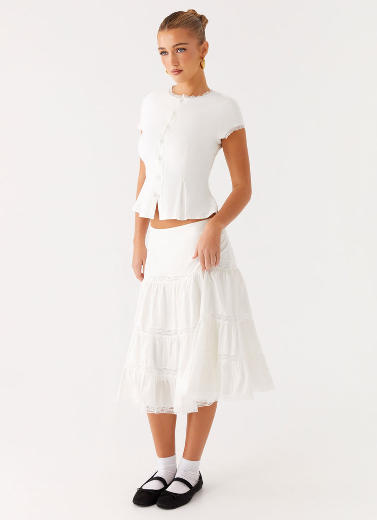 Peppermayo Peppermayo Exclusive - Good Vibes Midi Skirt - White