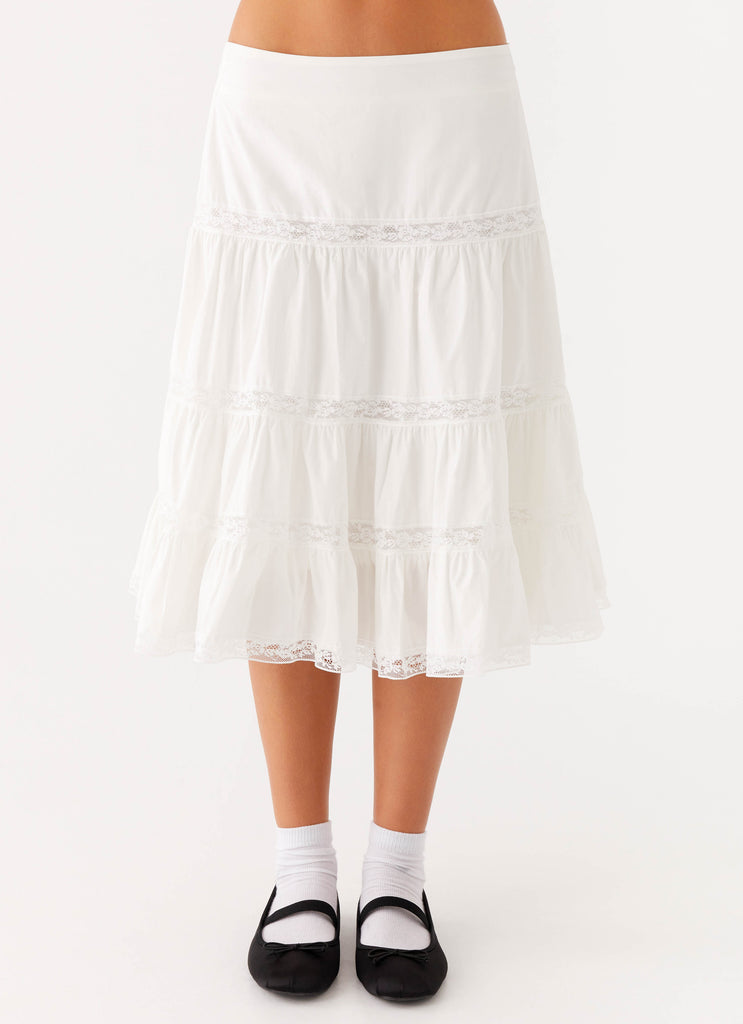 Peppermayo Peppermayo Exclusive - Good Vibes Midi Skirt - White