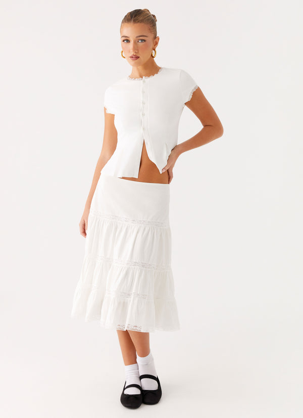 peppermayo Peppermayo Exclusive - Good Vibes Midi Skirt - White