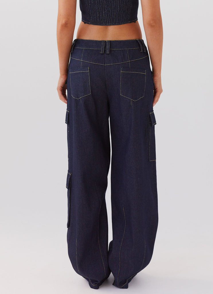 Peppermayo Peppermayo Exclusive - Greedy Denim Cargo Pants - Indigo
