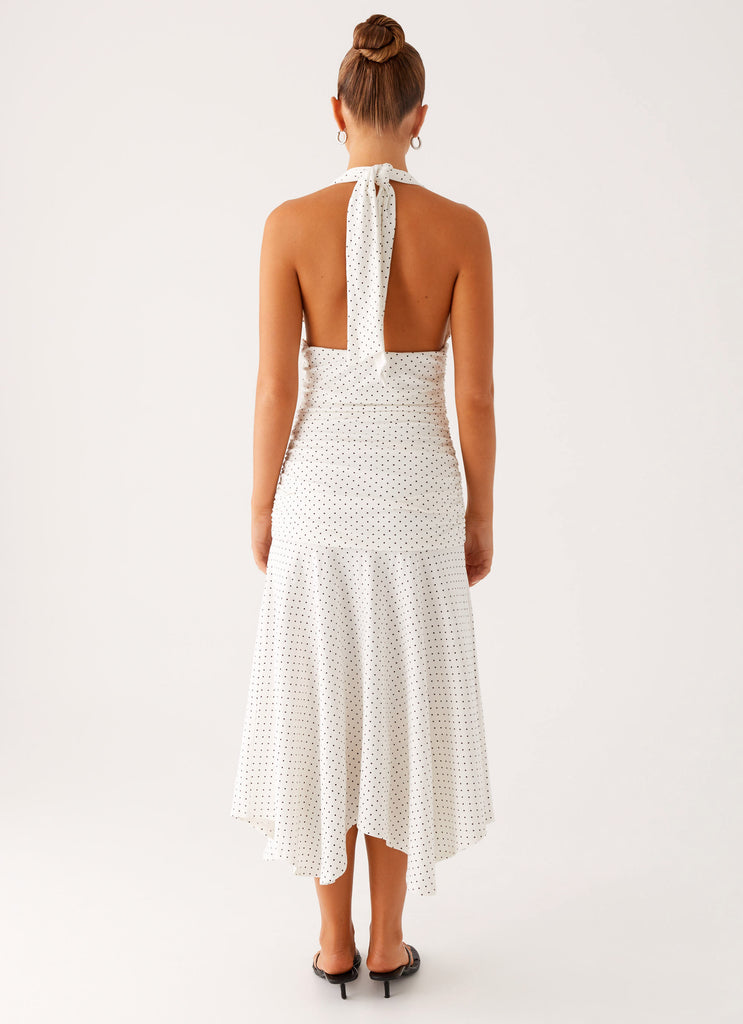 Peppermayo Peppermayo Exclusive - Grettana Halter Neck Midi Dress - White Polka Dot
