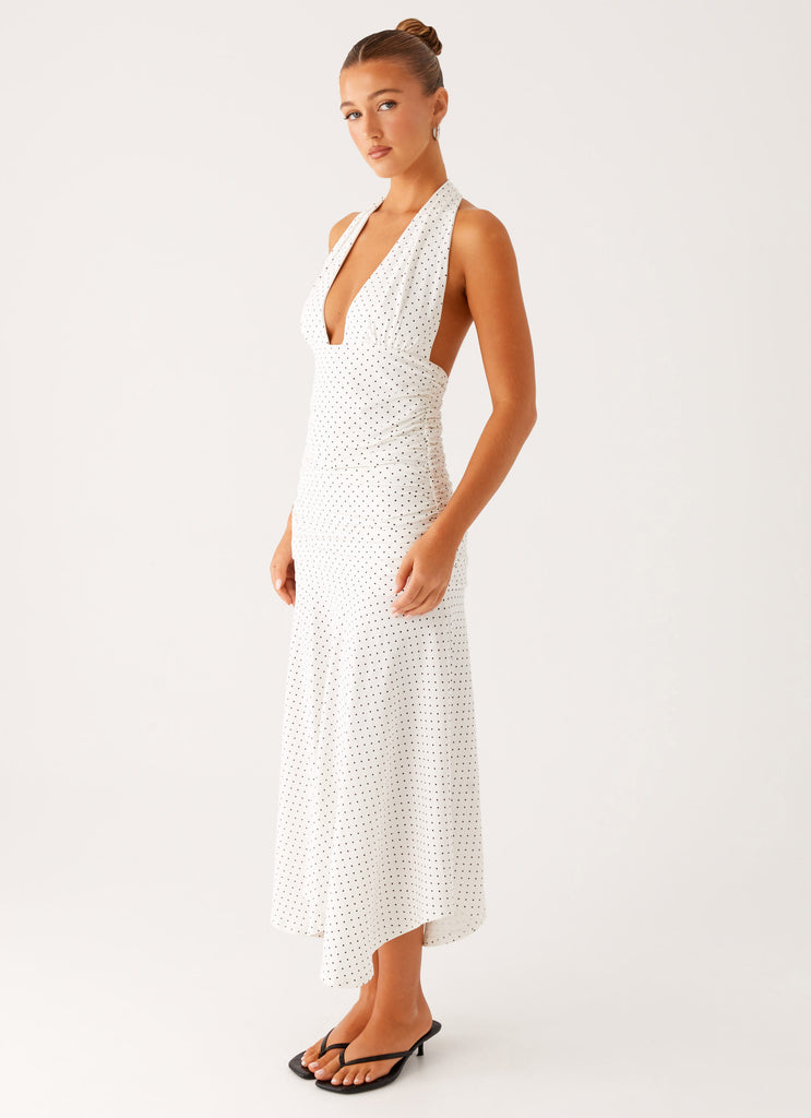 Peppermayo Peppermayo Exclusive - Grettana Halter Neck Midi Dress - White Polka Dot