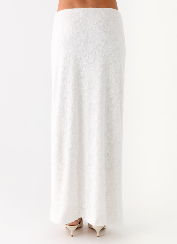 Peppermayo Peppermayo Exclusive - Griff Low Rise Jacquard Maxi Skirt - White