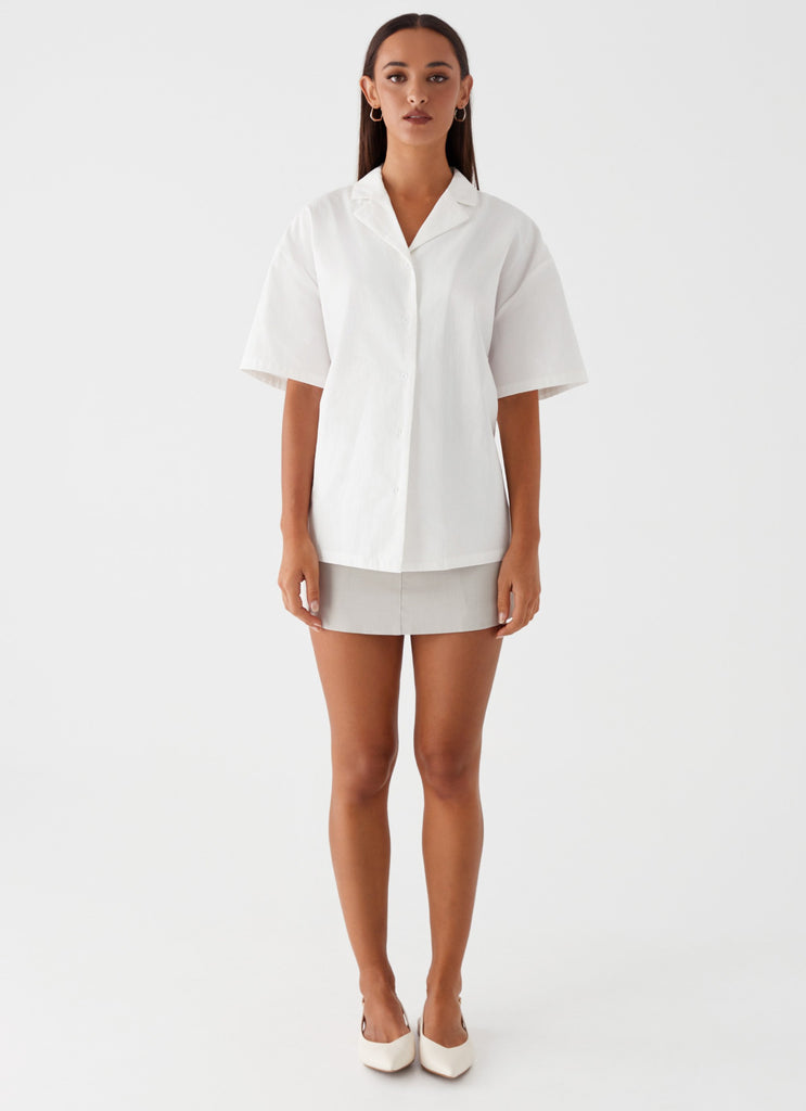 Peppermayo Peppermayo Exclusive - Hadley Open Back Short Sleeve Shirt - White