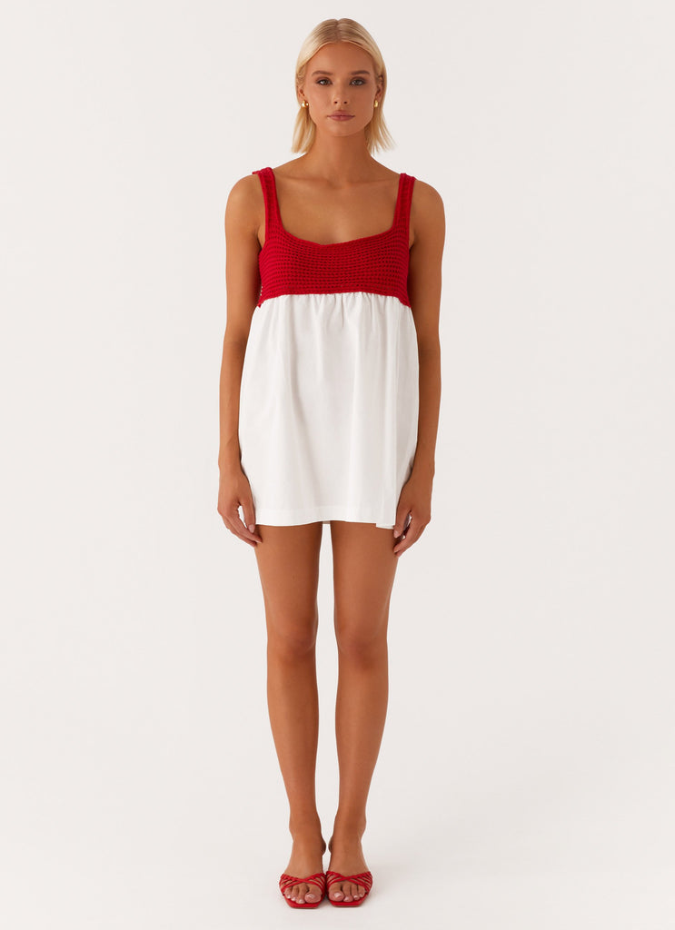 Peppermayo Peppermayo Exclusive - Halona Crochet Babydoll Mini Dress - Red