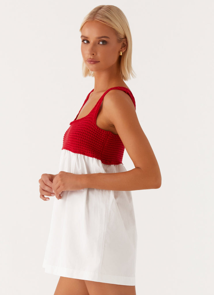 Peppermayo Peppermayo Exclusive - Halona Crochet Babydoll Mini Dress - Red
