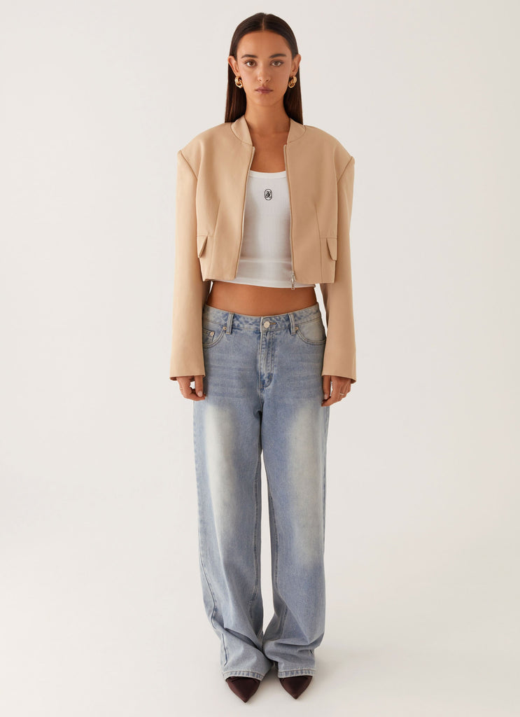 Peppermayo Peppermayo Exclusive - Halyn Cropped Bomber Jacket - Brown