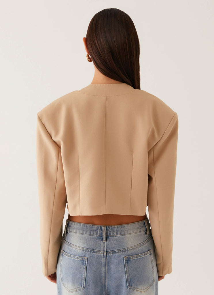 Peppermayo Peppermayo Exclusive - Halyn Cropped Bomber Jacket - Brown