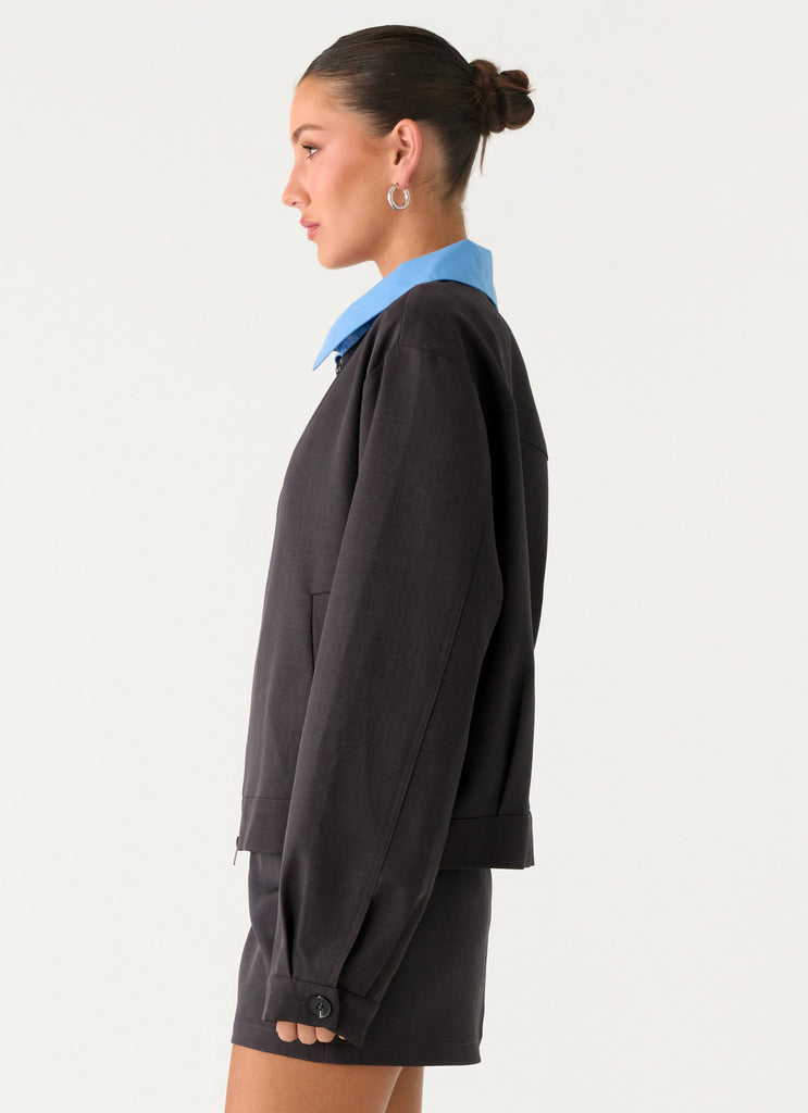 Peppermayo Peppermayo Exclusive - Harlee Poplin Suiting Jacket - Charcoal