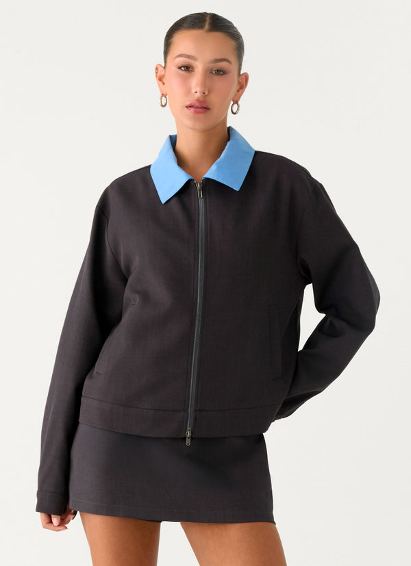 peppermayo Peppermayo Exclusive - Harlee Poplin Suiting Jacket - Charcoal
