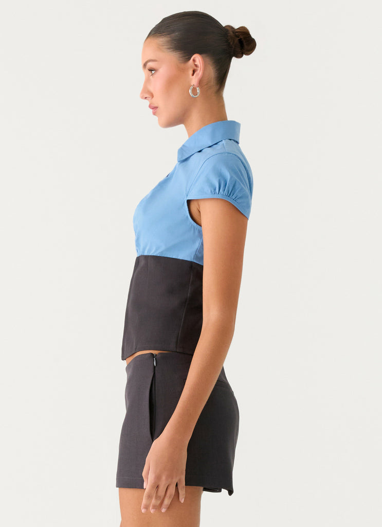 Peppermayo Peppermayo Exclusive - Harlee Poplin Suiting Top - Charcoal