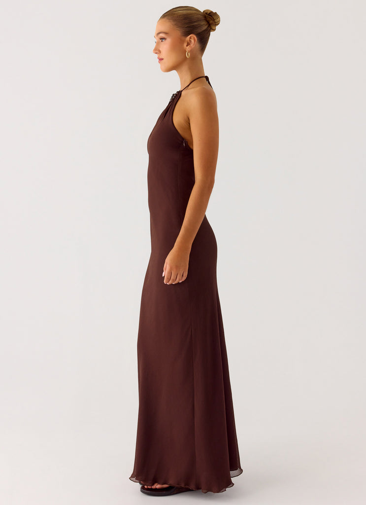 Peppermayo Peppermayo Exclusive - Harlyn Halter Maxi Dress - Chocolate