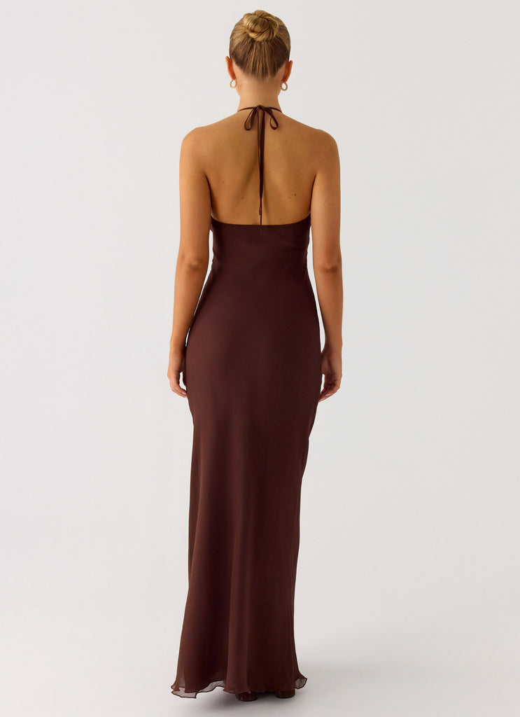 Peppermayo Peppermayo Exclusive - Harlyn Halter Maxi Dress - Chocolate