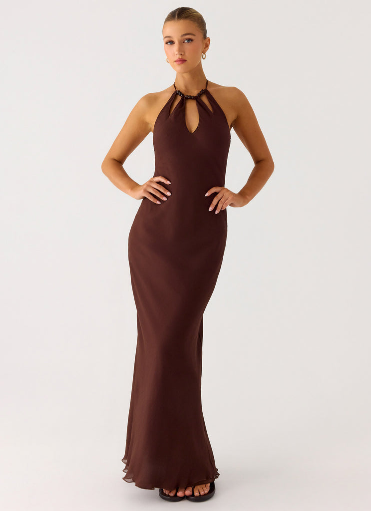 Peppermayo Peppermayo Exclusive - Harlyn Halter Maxi Dress - Chocolate