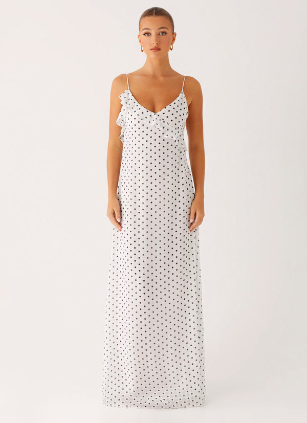 peppermayo Peppermayo Exclusive - Harri Maxi Dress - White Polka Dot