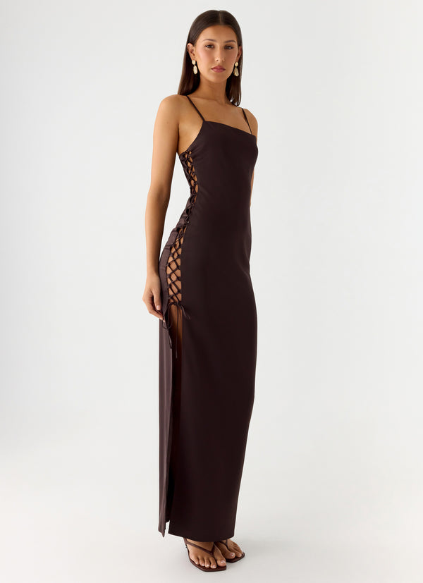 peppermayo Peppermayo Exclusive - Hartwell Maxi Dress - Chocolate peppermayo Peppermayo Exclusive - Hartwell Maxi Dress - Chocolate