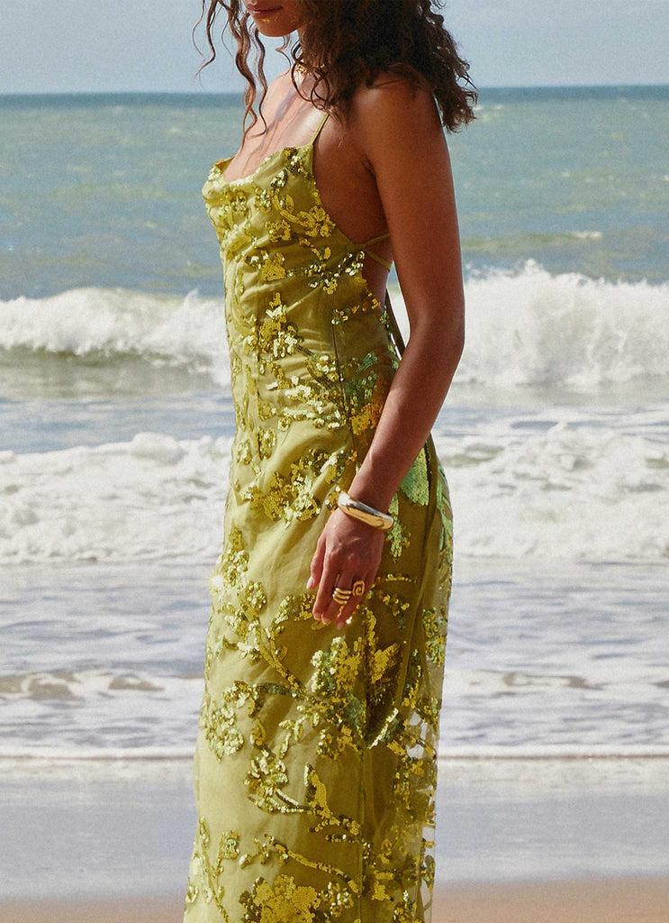 Peppermayo Peppermayo Exclusive - Havana Sequin Maxi Dress - Lime
