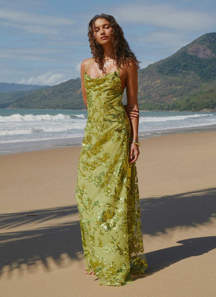 Peppermayo Peppermayo Exclusive - Havana Sequin Maxi Dress - Lime