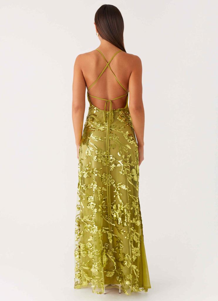 Peppermayo Peppermayo Exclusive - Havana Sequin Maxi Dress - Lime