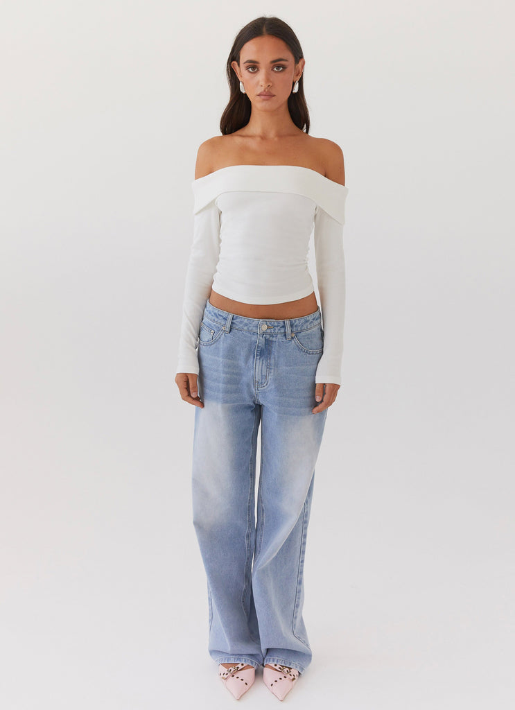 Peppermayo Peppermayo Exclusive - Hayley Long Sleeve Ribbed Top - White