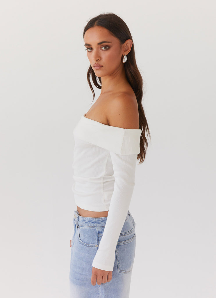 Peppermayo Peppermayo Exclusive - Hayley Long Sleeve Ribbed Top - White