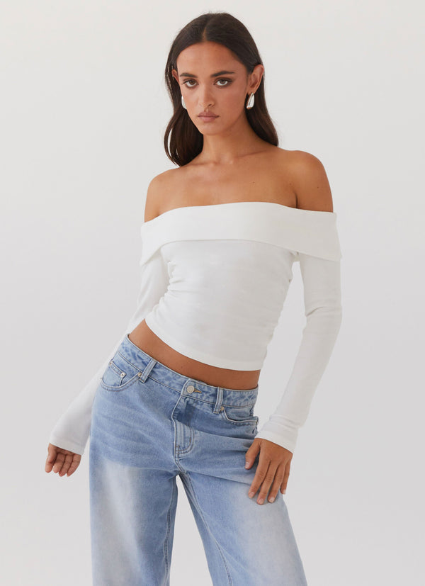peppermayo Peppermayo Exclusive - Hayley Long Sleeve Ribbed Top - White