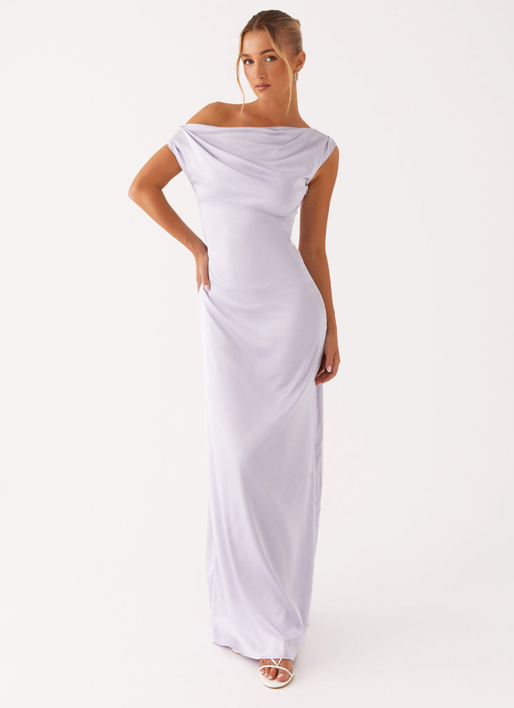 Peppermayo Peppermayo Exclusive - Heart Of Glass Satin Maxi Dress - Lilac