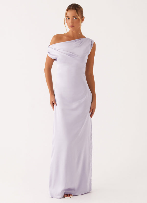 peppermayo Peppermayo Exclusive - Heart Of Glass Satin Maxi Dress - Lilac