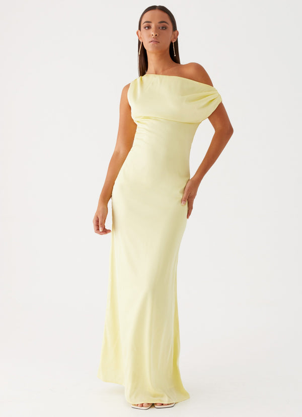 peppermayo Peppermayo Exclusive - Heart Of Glass Satin Maxi Dress - Yellow
