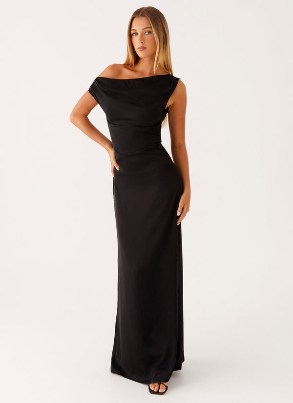 peppermayo Peppermayo Exclusive - Heart Of Glass Satin Maxi Dress - Black