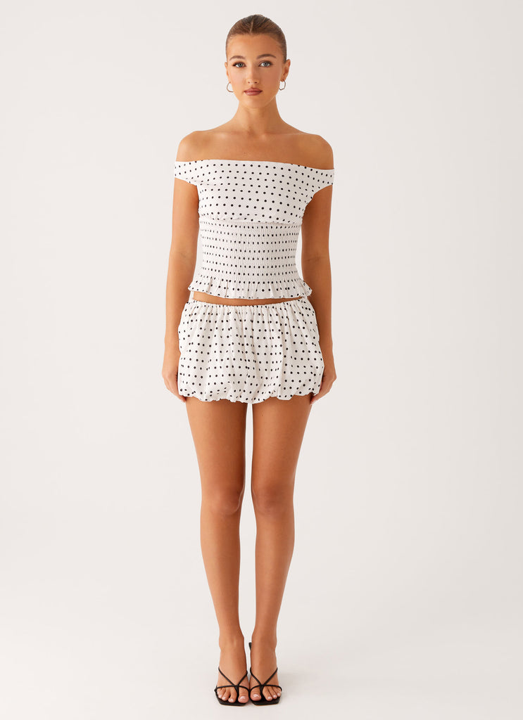 Peppermayo Peppermayo Exclusive - Heather Mini Skort - White Black Polka Dot