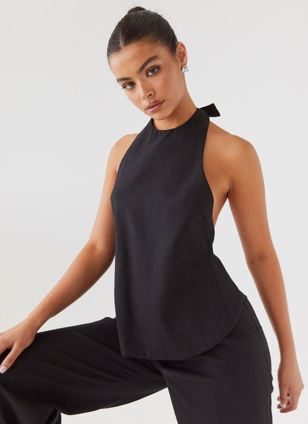 peppermayo Peppermayo Exclusive - Heatwave Linen Apron Top - Black