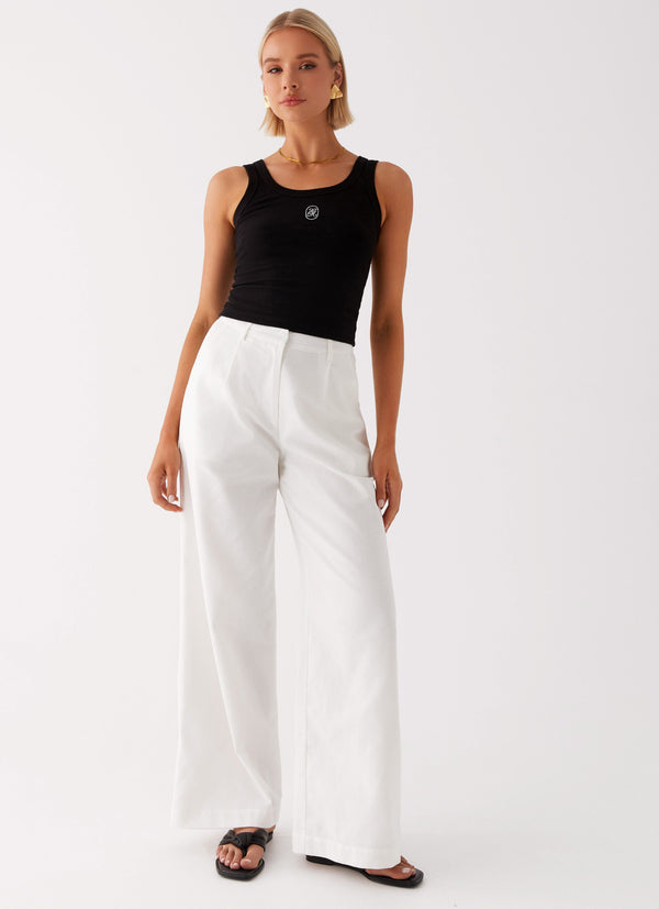 peppermayo Peppermayo Exclusive - Heatwave Linen Wide Leg Pants - White