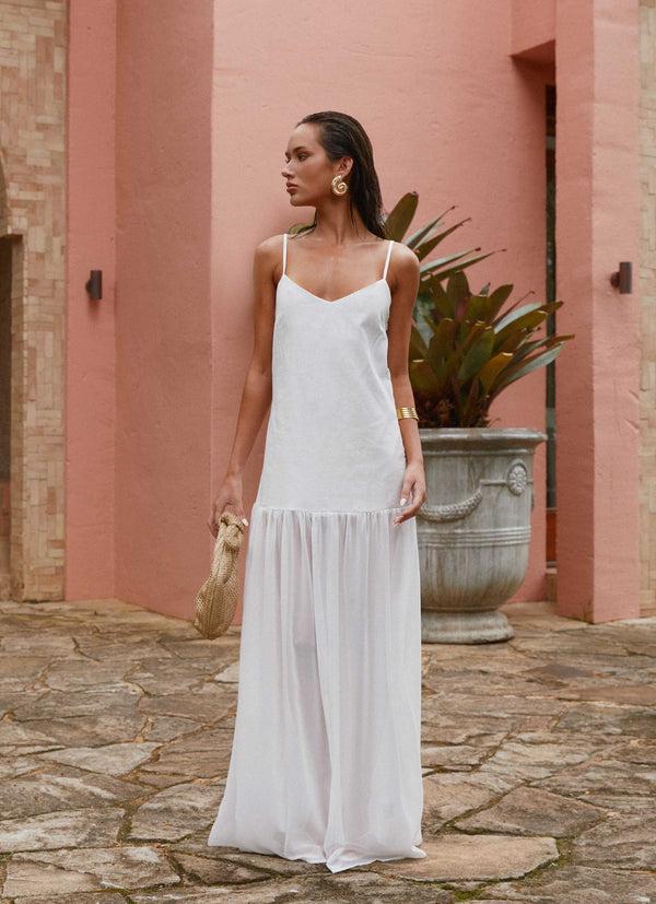 peppermayo Peppermayo Exclusive - Heavenly Linen Maxi Dress - White