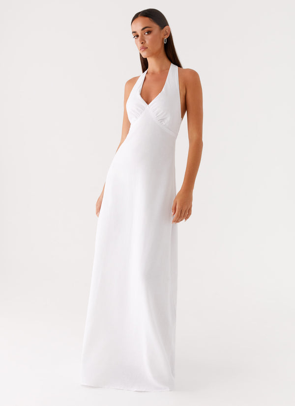 peppermayo Peppermayo Exclusive - Heavy Hearted Linen Maxi Dress - White