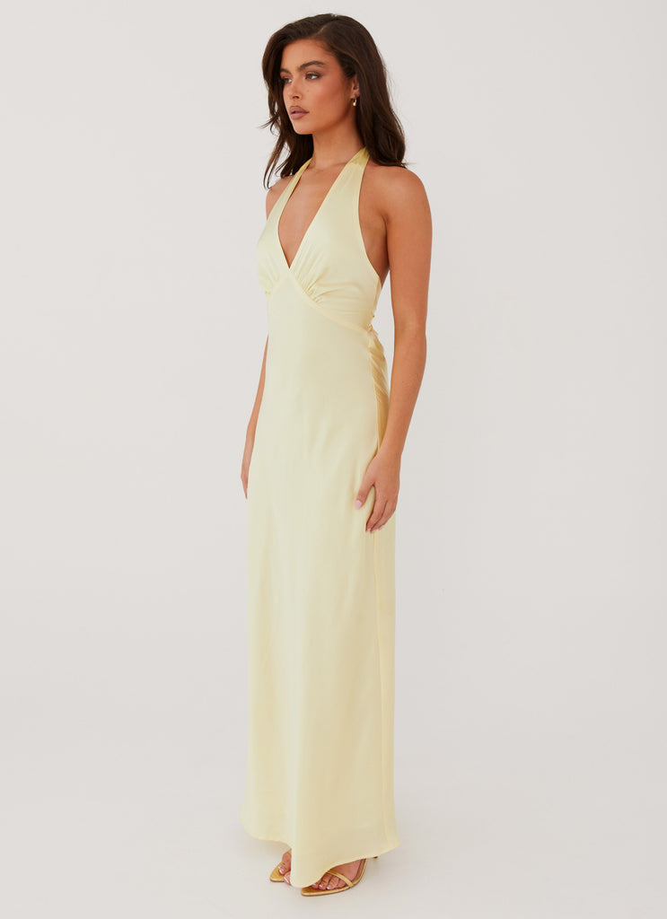 Peppermayo Peppermayo Exclusive - Heavy Hearted Satin Maxi Dress - Lemon